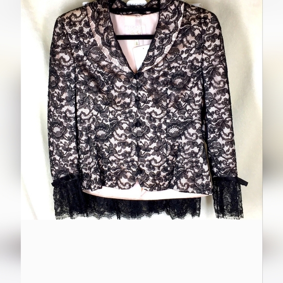 Escada Dresses & Skirts - NWT Escada 2 piece Suit Black Lace Ribbon over Pink Sz 40/Medium